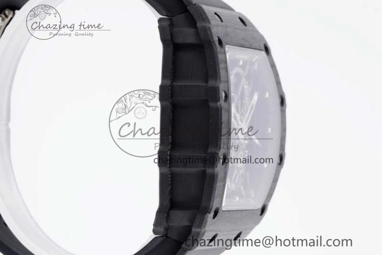 RM035 Black Carbon SONIC Best Edition Skeleton Dial on Black Rubber Strap Clone RMUL2