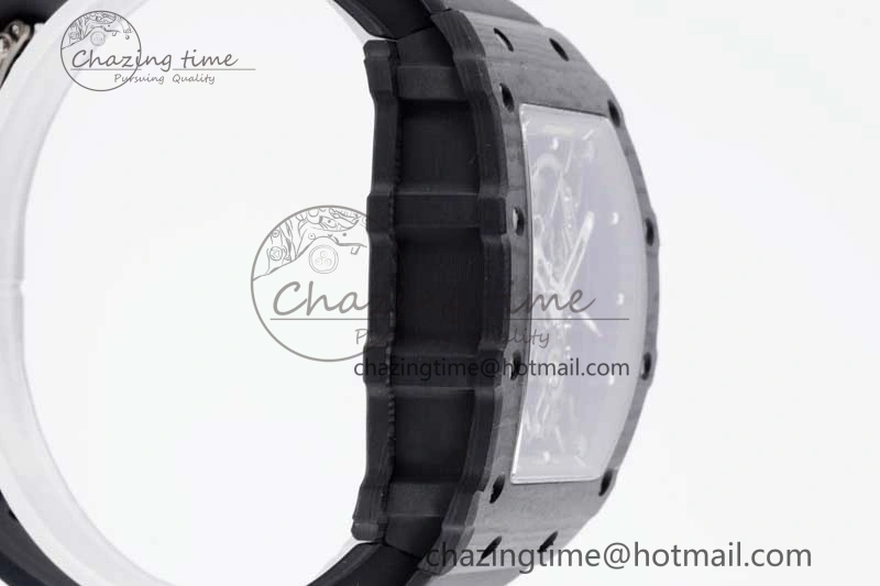 RM035 Black Carbon SONIC Best Edition Skeleton Dial on Black Rubber Strap Clone RMUL2