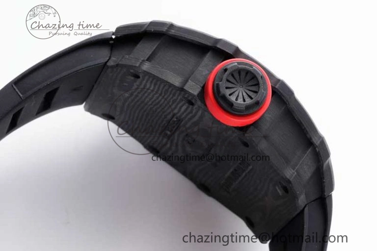 RM035 Black Carbon SONIC Best Edition Skeleton Dial on Black Rubber Strap Clone RMUL2