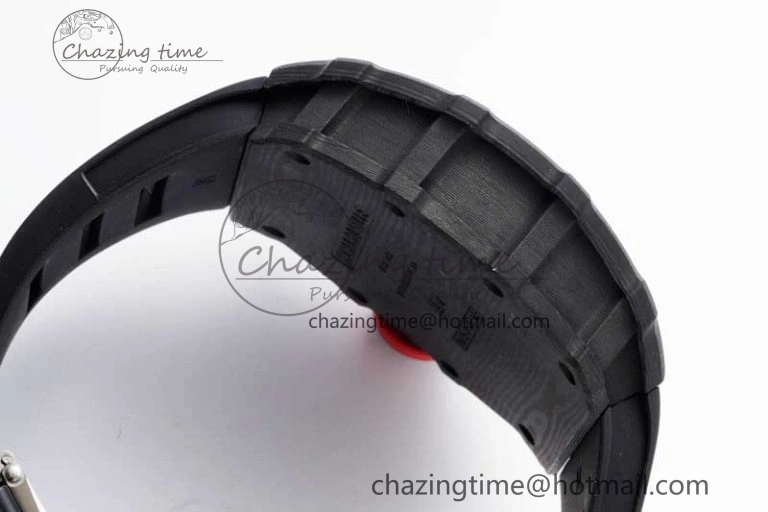 RM035 Black Carbon SONIC Best Edition Skeleton Dial on Black Rubber Strap Clone RMUL2