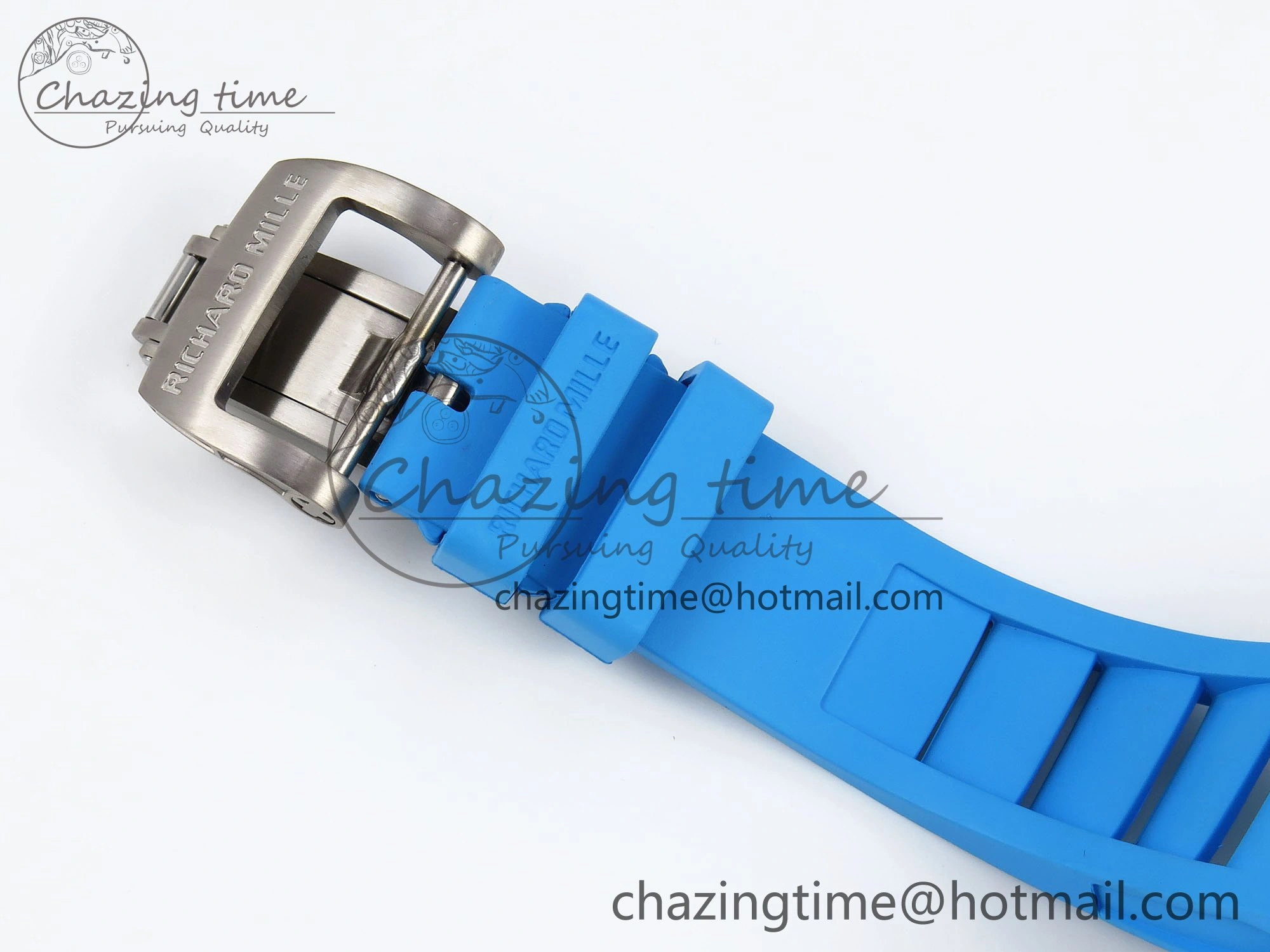 RM035 Black Carbon SONIC Best Edition Skeleton Dial on Blue Rubber Strap Clone RMUL2