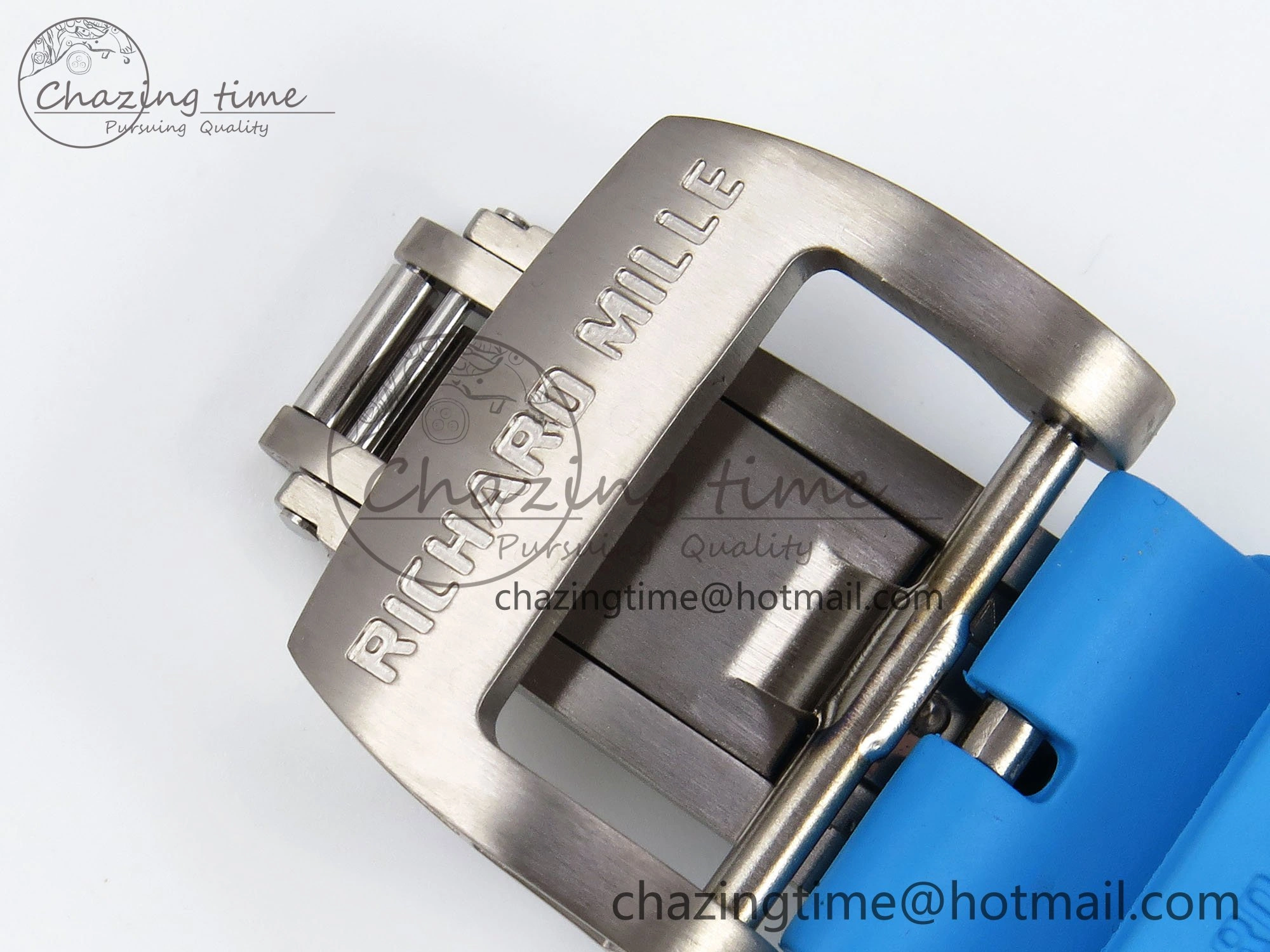 RM035 Black Carbon SONIC Best Edition Skeleton Dial on Blue Rubber Strap Clone RMUL2