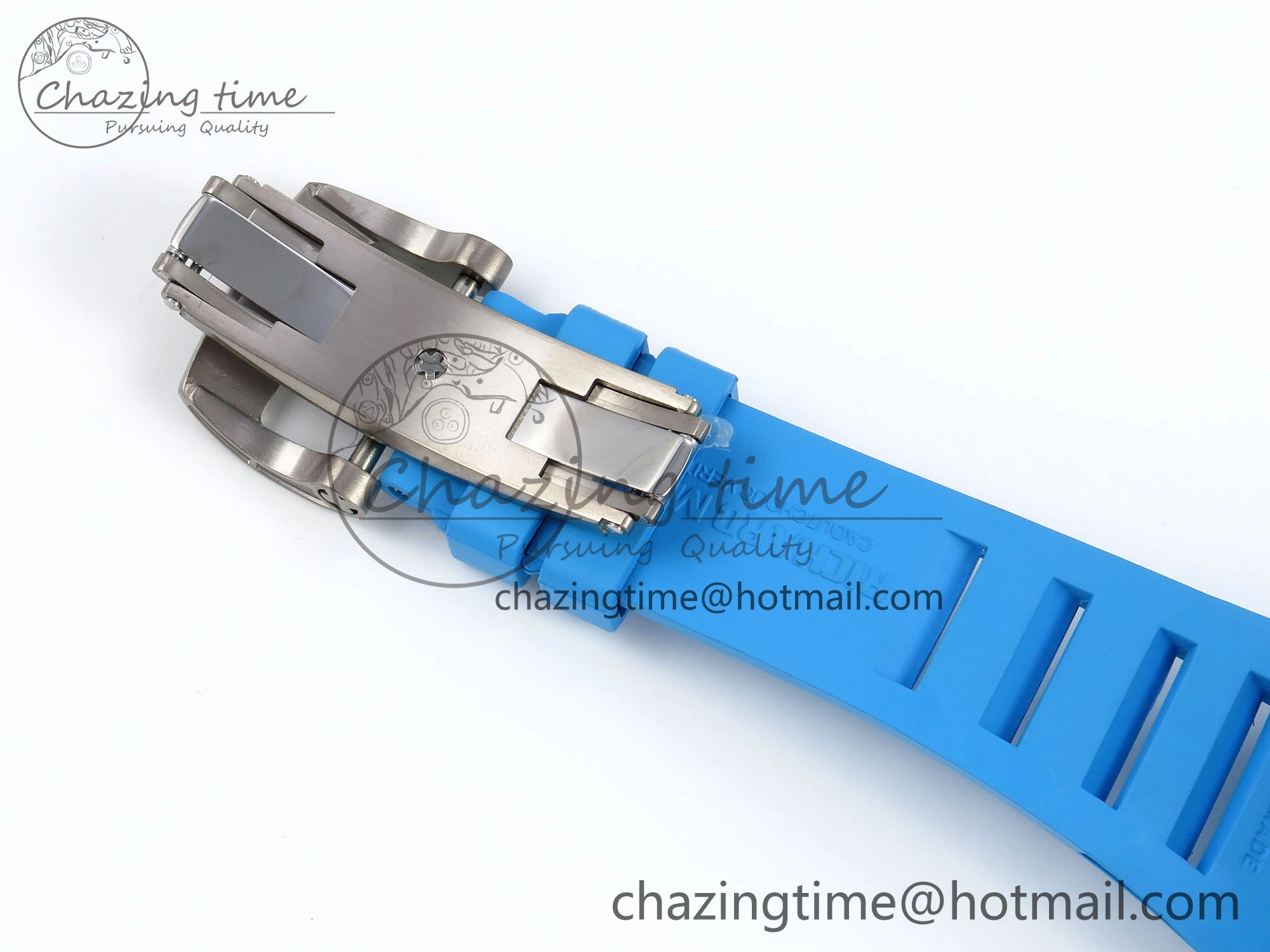 RM035 Black Carbon SONIC Best Edition Skeleton Dial on Blue Rubber Strap Clone RMUL2