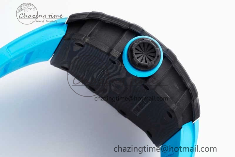 RM035 Black Carbon SONIC Best Edition Skeleton Dial on Blue Rubber Strap Clone RMUL2