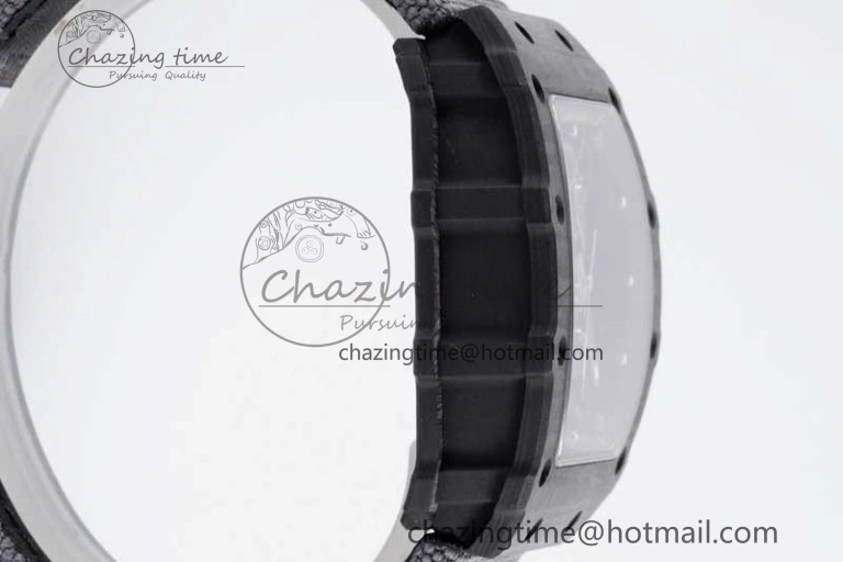 RM035 Black Carbon SONIC Best Edition Skeleton Dial on Gray Nylon Strap Clone RMUL2