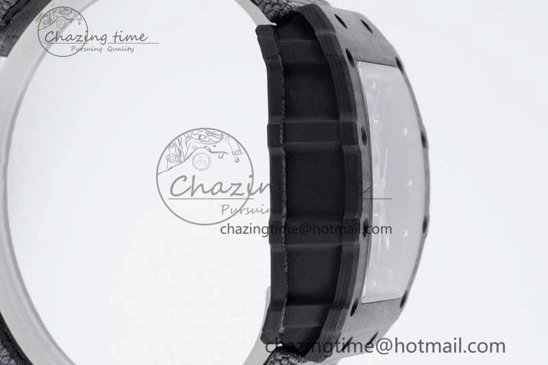 RM035 Black Carbon SONIC Best Edition Skeleton Dial on Gray Nylon Strap Clone RMUL2