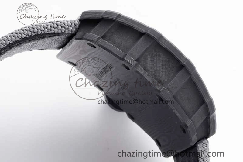 RM035 Black Carbon SONIC Best Edition Skeleton Dial on Gray Nylon Strap Clone RMUL2
