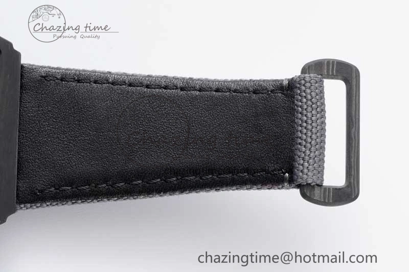 RM035 Black Carbon SONIC Best Edition Skeleton Dial on Gray Nylon Strap Clone RMUL2