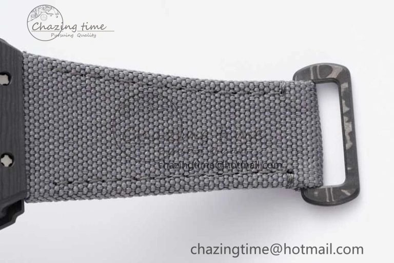RM035 Black Carbon SONIC Best Edition Skeleton Dial on Gray Nylon Strap Clone RMUL2