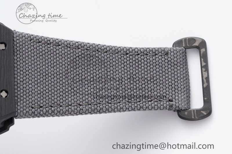 RM035 Black Carbon SONIC Best Edition Skeleton Dial on Gray Nylon Strap Clone RMUL2