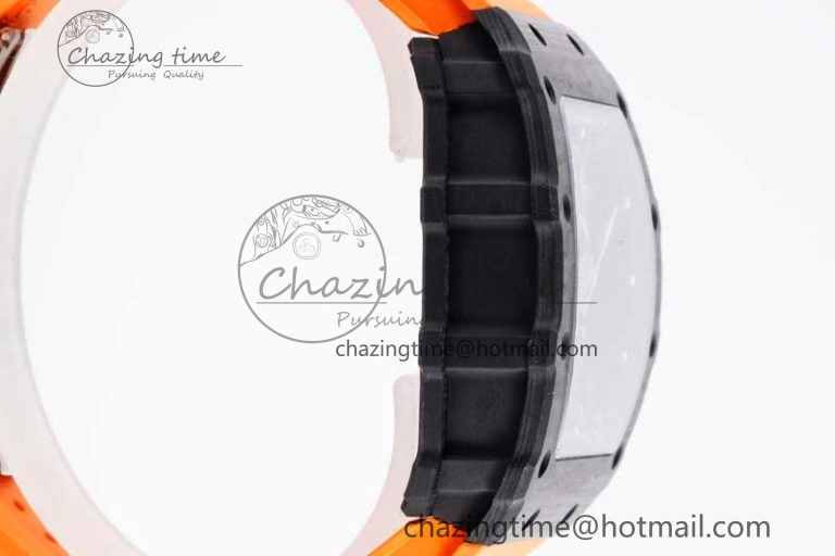 RM035 Black Carbon SONIC Best Edition Skeleton Dial on Orange Rubber Strap Clone RMUL2