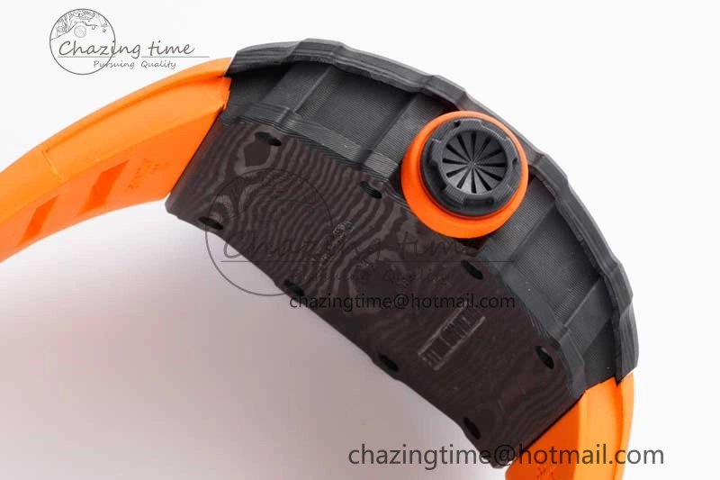 RM035 Black Carbon SONIC Best Edition Skeleton Dial on Orange Rubber Strap Clone RMUL2