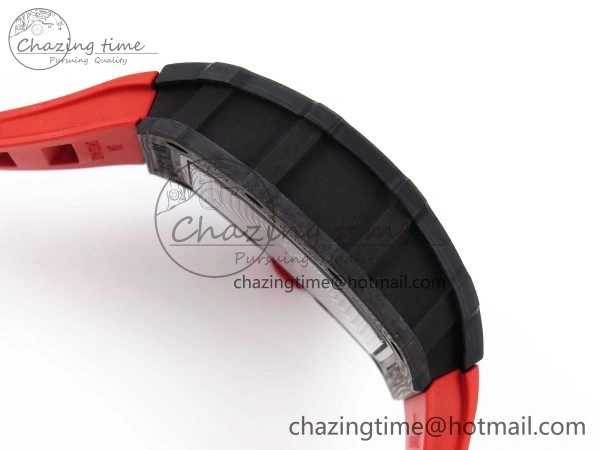 RM035 Black Carbon SONIC Best Edition Skeleton Dial on Red Rubber Strap Clone RMUL2