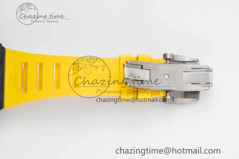 RM035 Black Carbon SONIC Best Edition Skeleton Dial on Yellow Rubber Strap Clone RMUL2