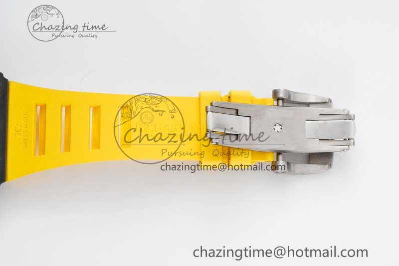 RM035 Black Carbon SONIC Best Edition Skeleton Dial on Yellow Rubber Strap Clone RMUL2