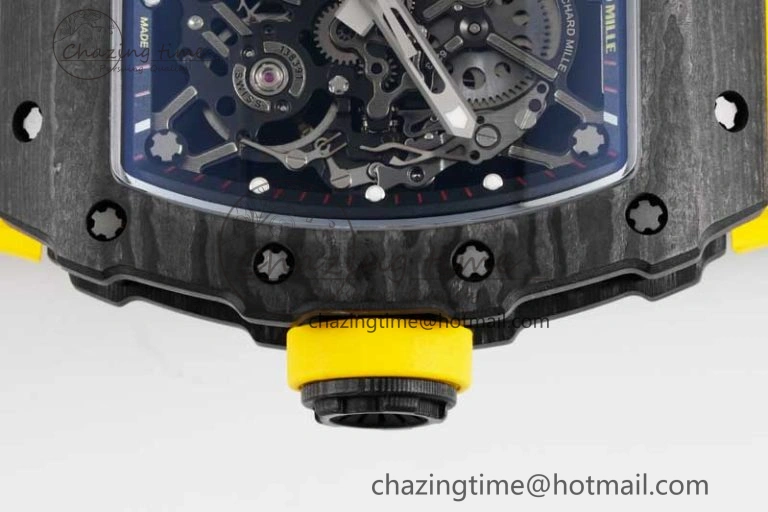 RM035 Black Carbon SONIC Best Edition Skeleton Dial on Yellow Rubber Strap Clone RMUL2