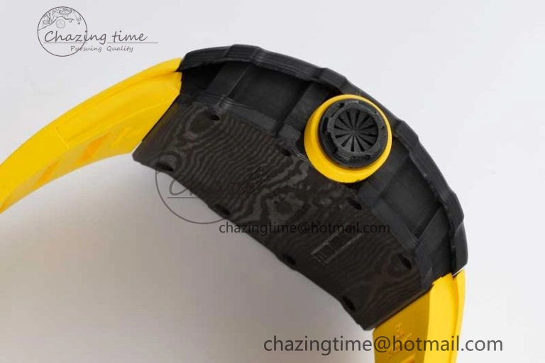 RM035 Black Carbon SONIC Best Edition Skeleton Dial on Yellow Rubber Strap Clone RMUL2