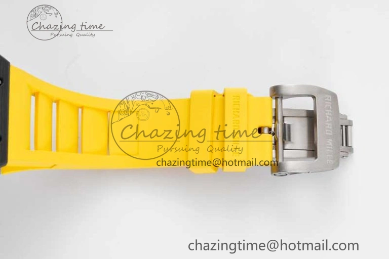 RM035 Black Carbon SONIC Best Edition Skeleton Dial on Yellow Rubber Strap Clone RMUL2