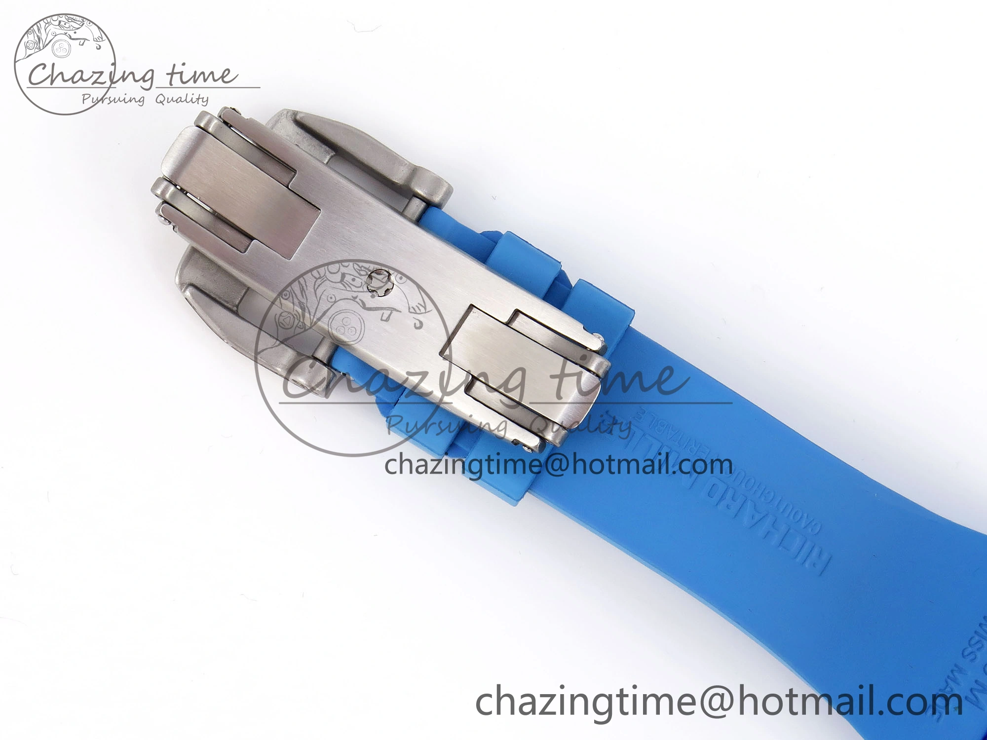 RM035 Blue Transparent RMF Best Edition Skeleton Dial on Blue Rubber Strap Clone RMUL2