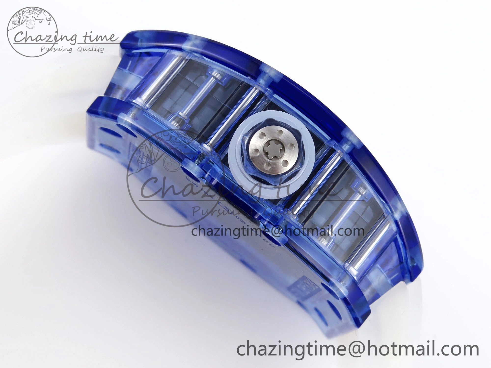 RM035 Blue Transparent RMF Best Edition Skeleton Dial on Translucent Rubber Strap Clone RMUL2