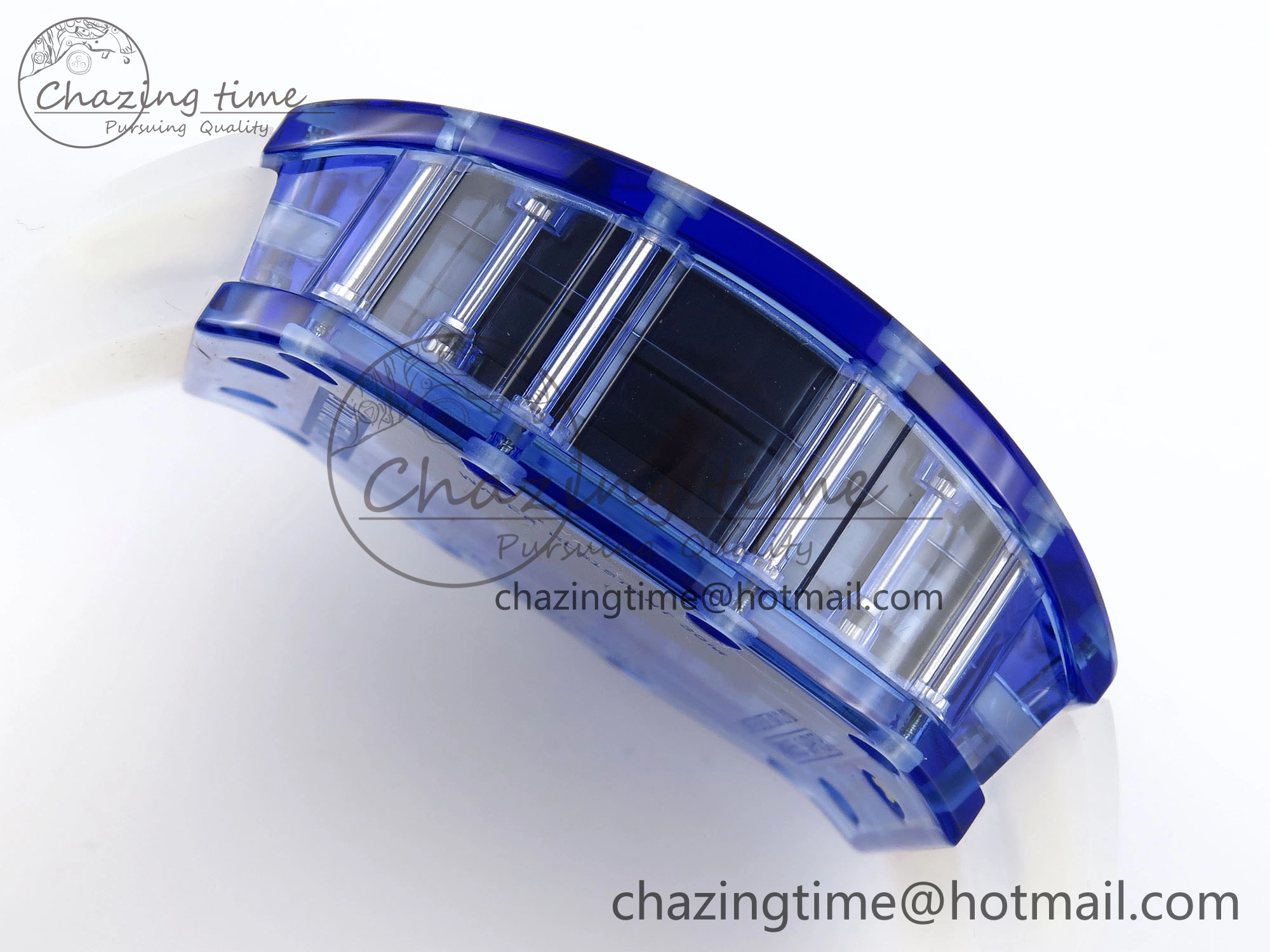 RM035 Blue Transparent RMF Best Edition Skeleton Dial on Translucent Rubber Strap Clone RMUL2