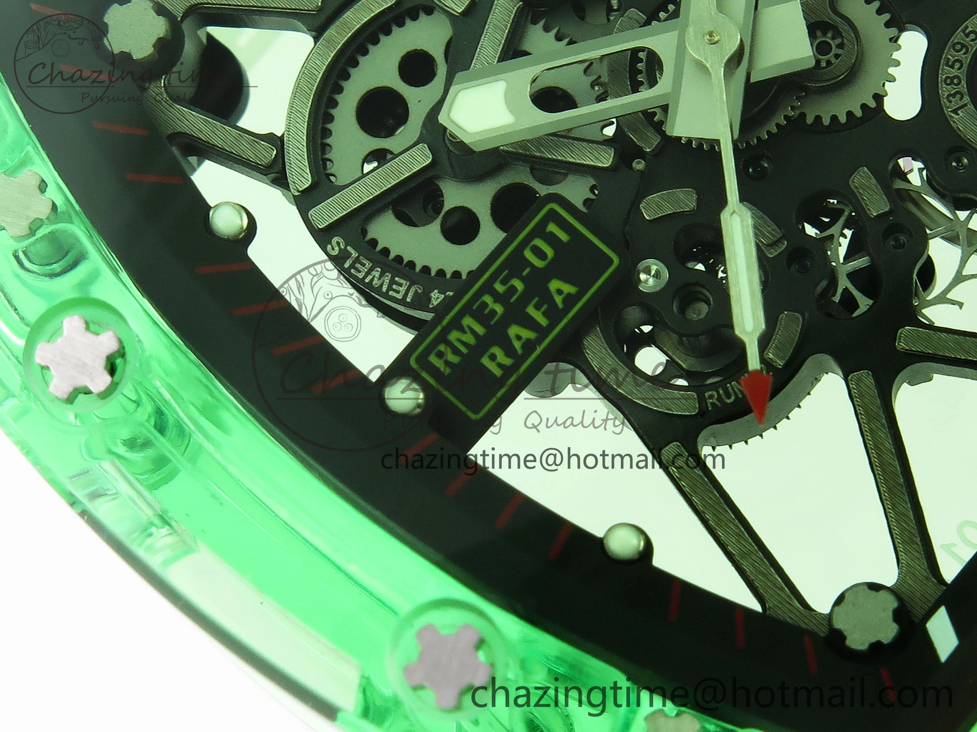 RM035 Green Transparent RMF Best Edition Skeleton Dial on Translucent Rubber Strap Clone RMUL2