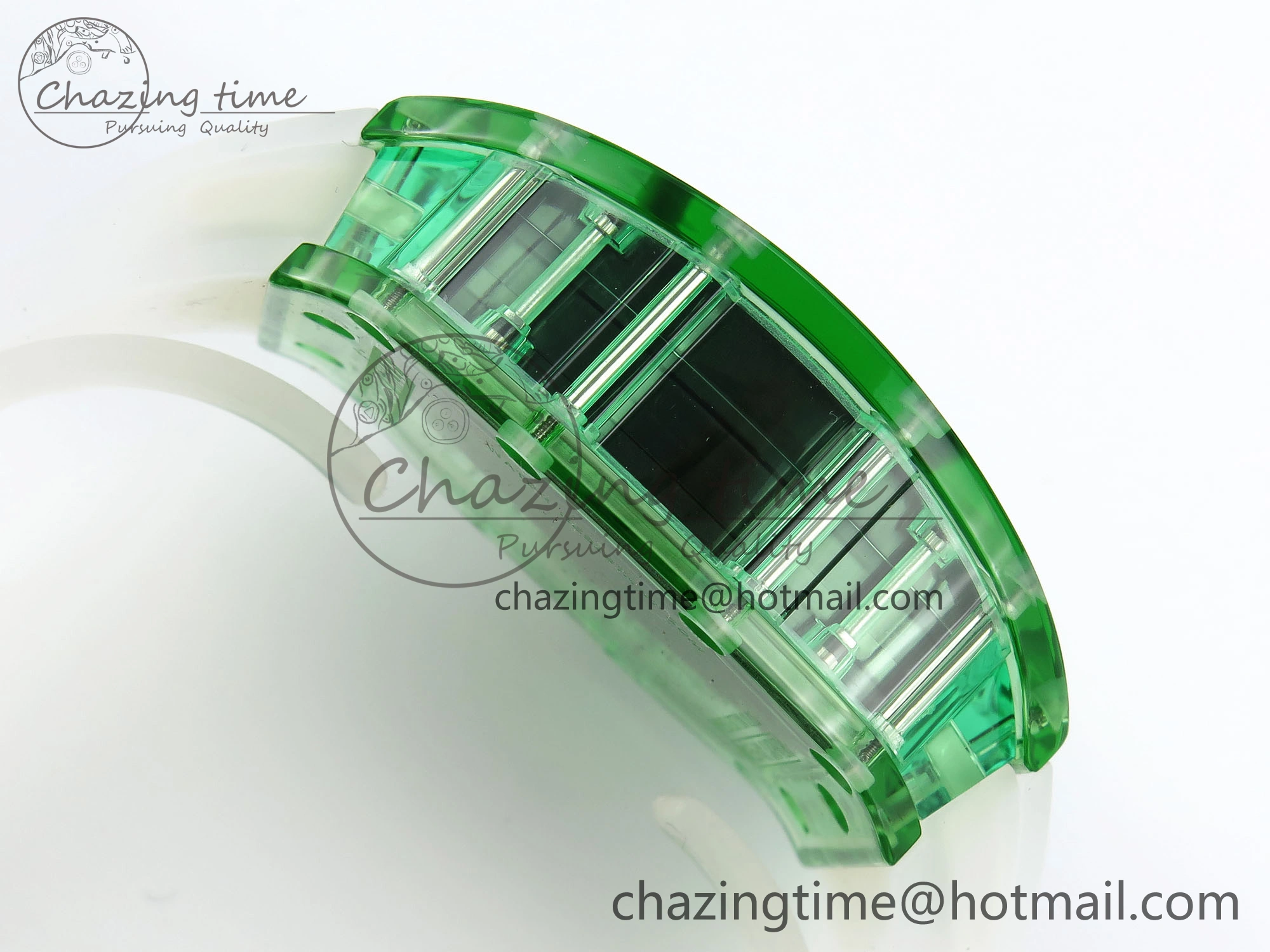 RM035 Green Transparent RMF Best Edition Skeleton Dial on Translucent Rubber Strap Clone RMUL2