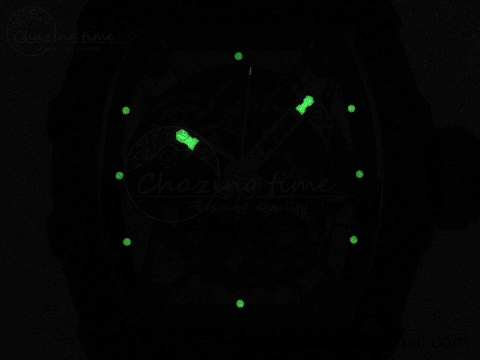 RM035 RED CARBON SONIC BEST EDITION SKELETON DIAL ON RED RUBBER STRAP CLONE RMUL2