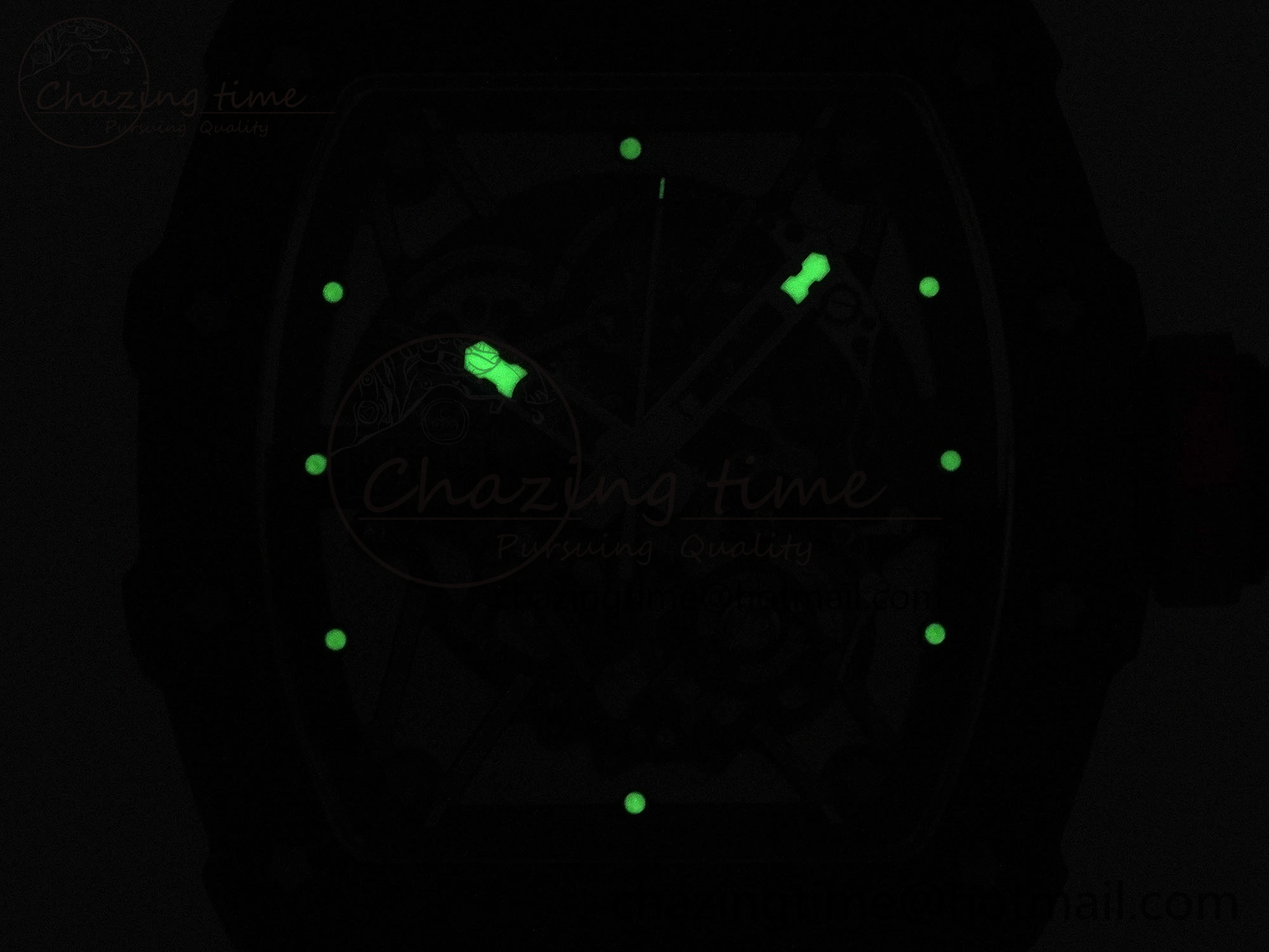 RM035 RED CARBON SONIC BEST EDITION SKELETON DIAL ON RED RUBBER STRAP CLONE RMUL2