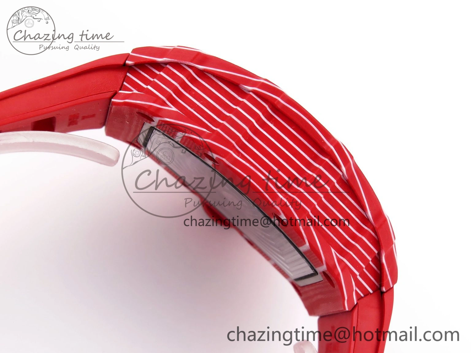 RM035 RED CARBON SONIC BEST EDITION SKELETON DIAL ON RED RUBBER STRAP CLONE RMUL2