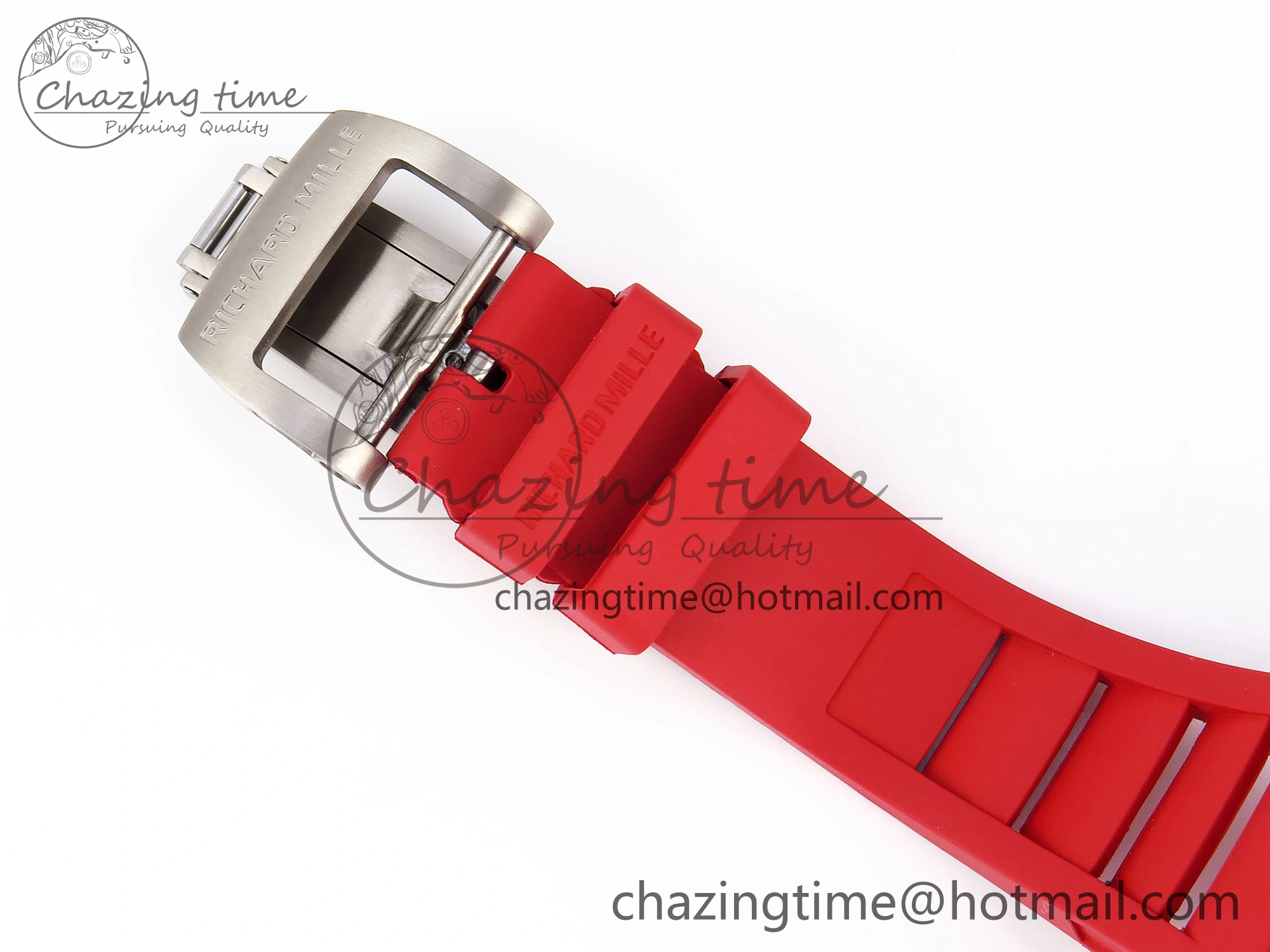 RM035 RED CARBON SONIC BEST EDITION SKELETON DIAL ON RED RUBBER STRAP CLONE RMUL2