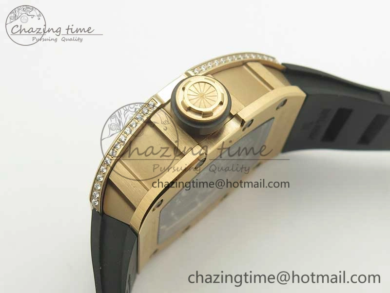 RM035 RG Diamonds Bezel KVF Best Edition Skeleton Dial on Black Rubber Strap MIYOTA8215