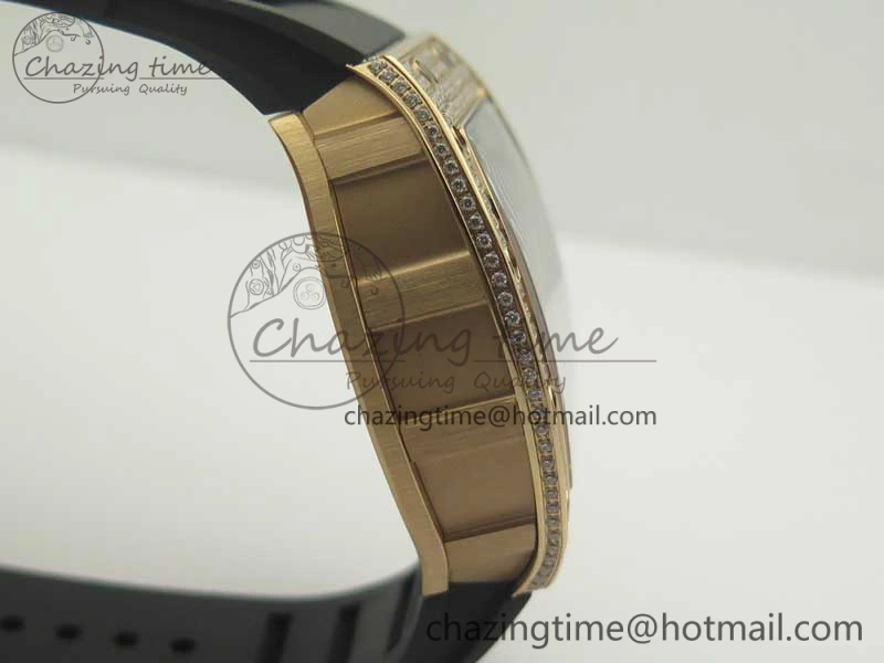 RM035 RG Diamonds Bezel KVF Best Edition Skeleton Dial on Black Rubber Strap MIYOTA8215