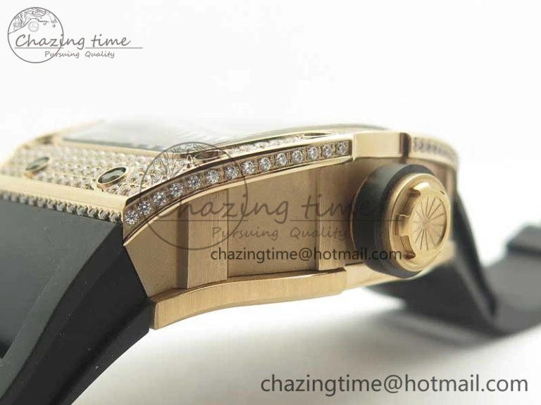 RM035 RG Diamonds Bezel KVF Best Edition Skeleton Dial on Black Rubber Strap MIYOTA8215