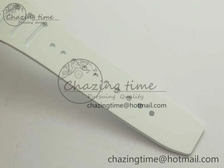 RM035 RG Diamonds Bezel KVF Best Edition Skeleton Dial on White Rubber Strap MIYOTA8215