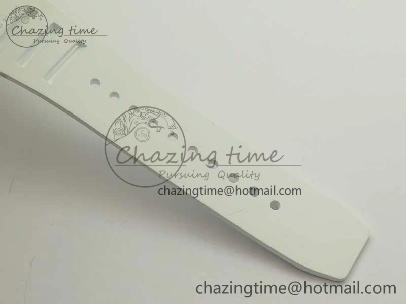 RM035 RG Diamonds Bezel KVF Best Edition Skeleton Dial on White Rubber Strap MIYOTA8215