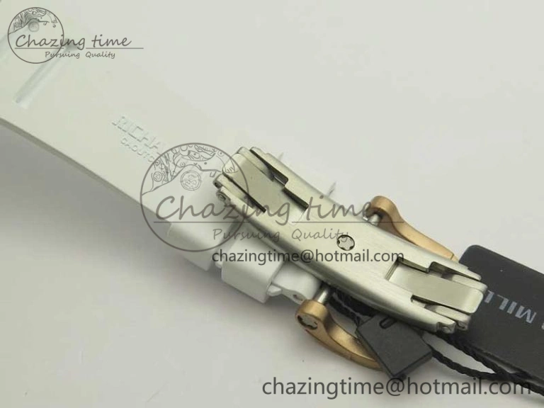 RM035 RG Diamonds Bezel KVF Best Edition Skeleton Dial on White Rubber Strap MIYOTA8215