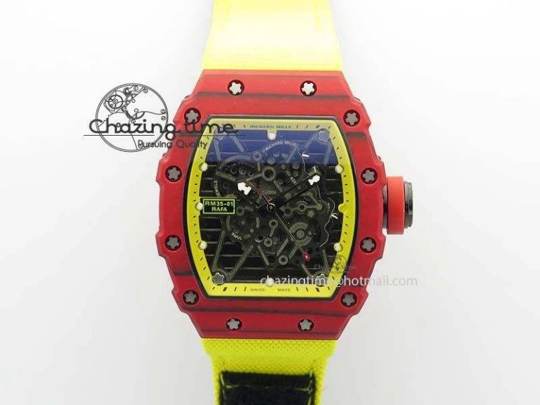RM035 Rafael Nadal NTPT Carbon Black Skeleton Dial On Black Rubber Strap MIYOTA9015 RMF