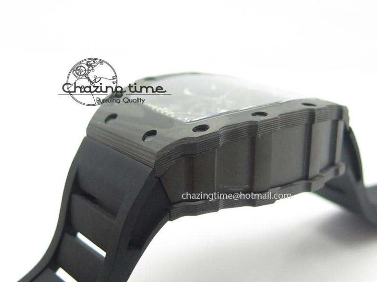 RM035 Rafael Nadal NTPT Carbon Black Skeleton Dial On Black Rubber Strap MIYOTA9015 RMF