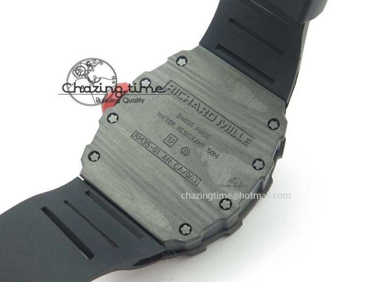 RM035 Rafael Nadal NTPT Carbon Black Skeleton Dial On Black Rubber Strap MIYOTA9015 RMF