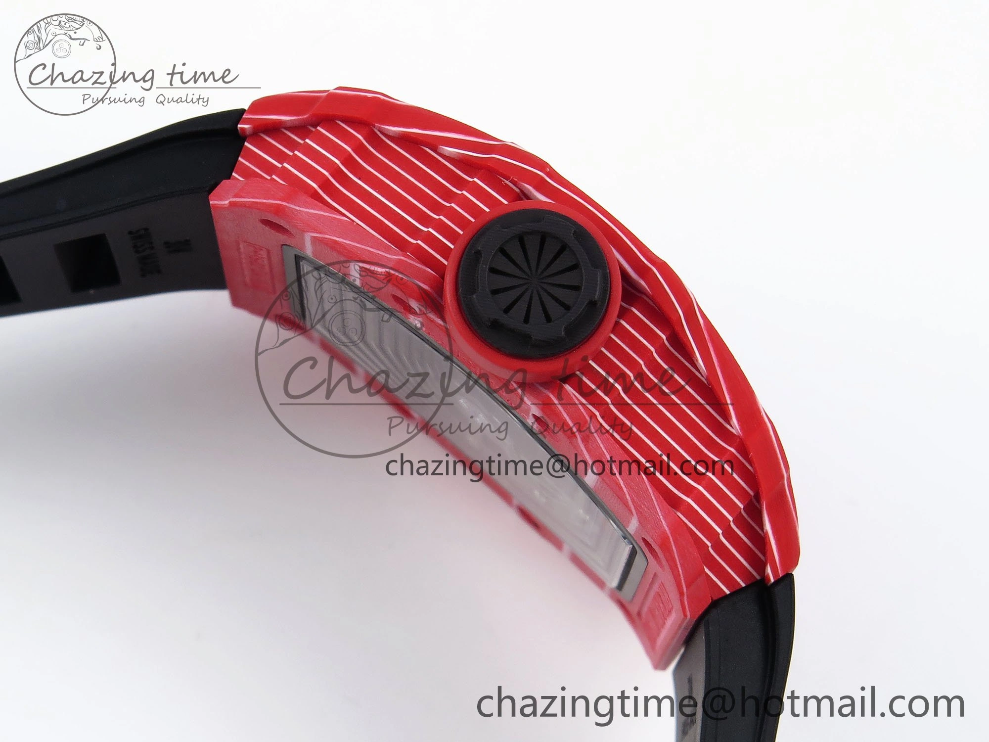 RM035 Red Carbon SONIC Best Edition Skeleton Dial on Black Rubber Strap Clone RMUL2