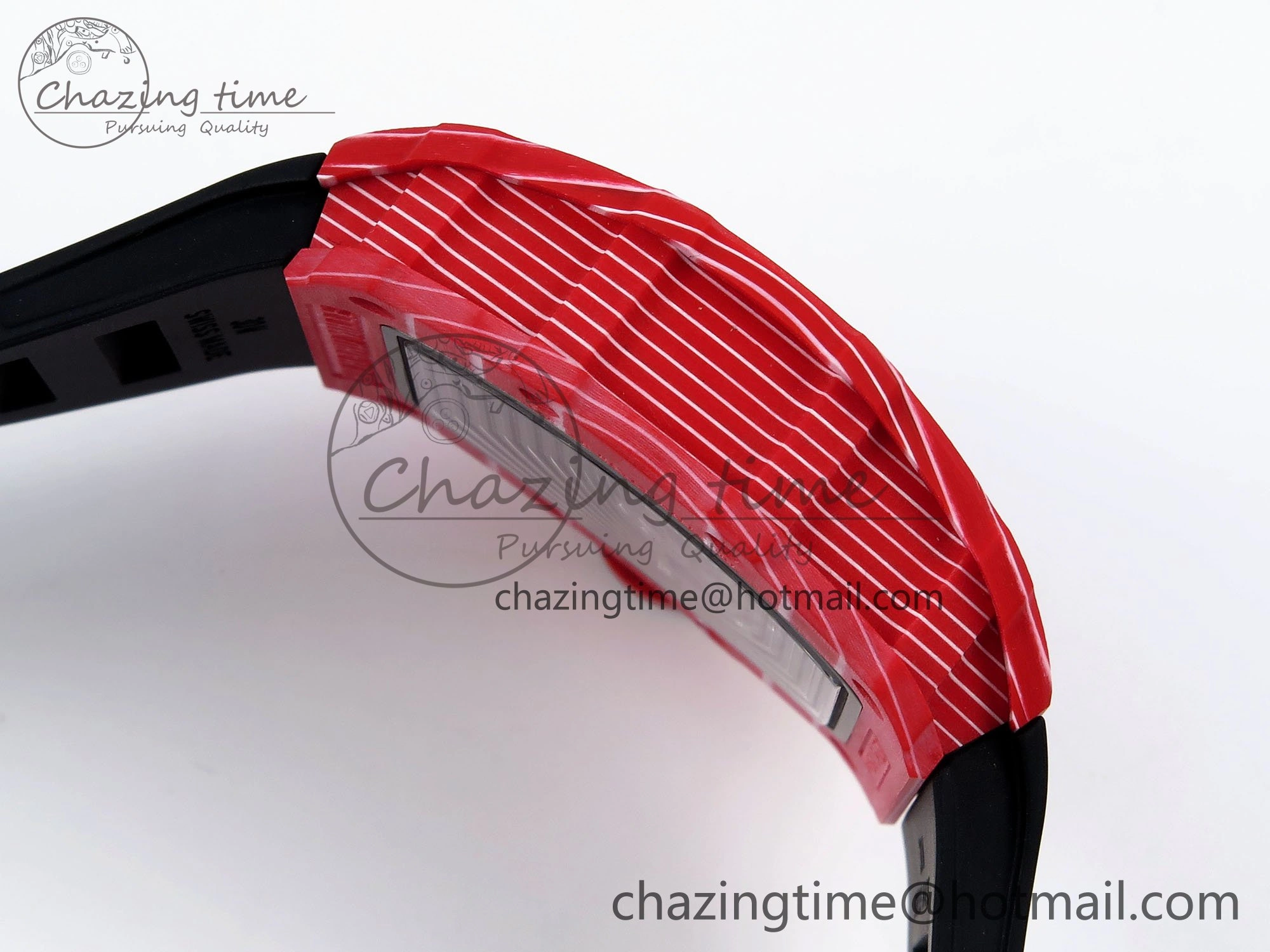 RM035 Red Carbon SONIC Best Edition Skeleton Dial on Black Rubber Strap Clone RMUL2