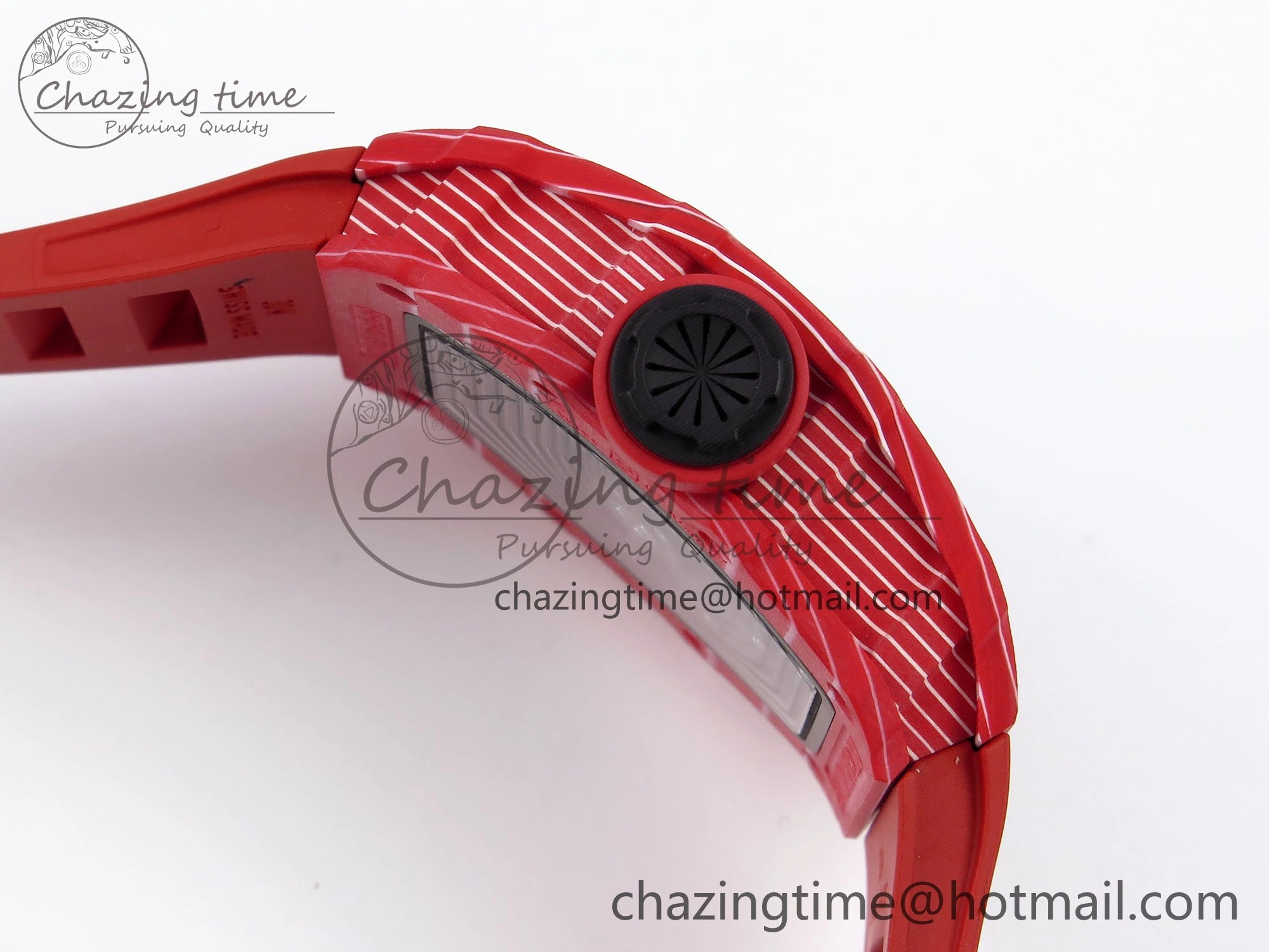 RM035 Red Carbon SONIC Best Edition Skeleton Dial on Red Rubber Strap Clone RMUL2