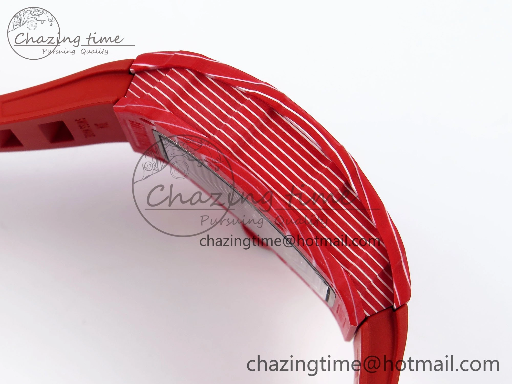 RM035 Red Carbon SONIC Best Edition Skeleton Dial on Red Rubber Strap Clone RMUL2