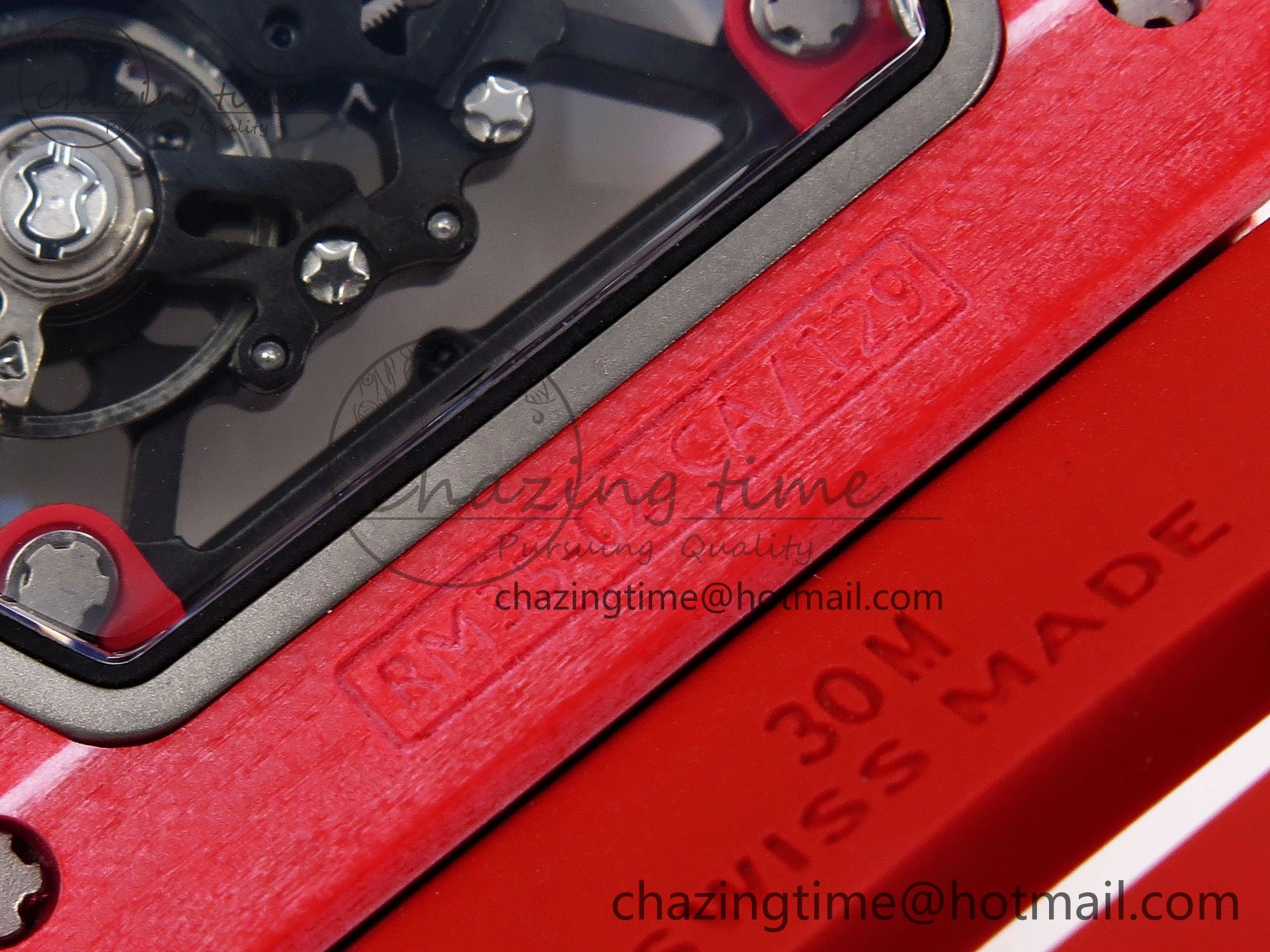 RM035 Red Carbon SONIC Best Edition Skeleton Dial on Red Rubber Strap Clone RMUL2