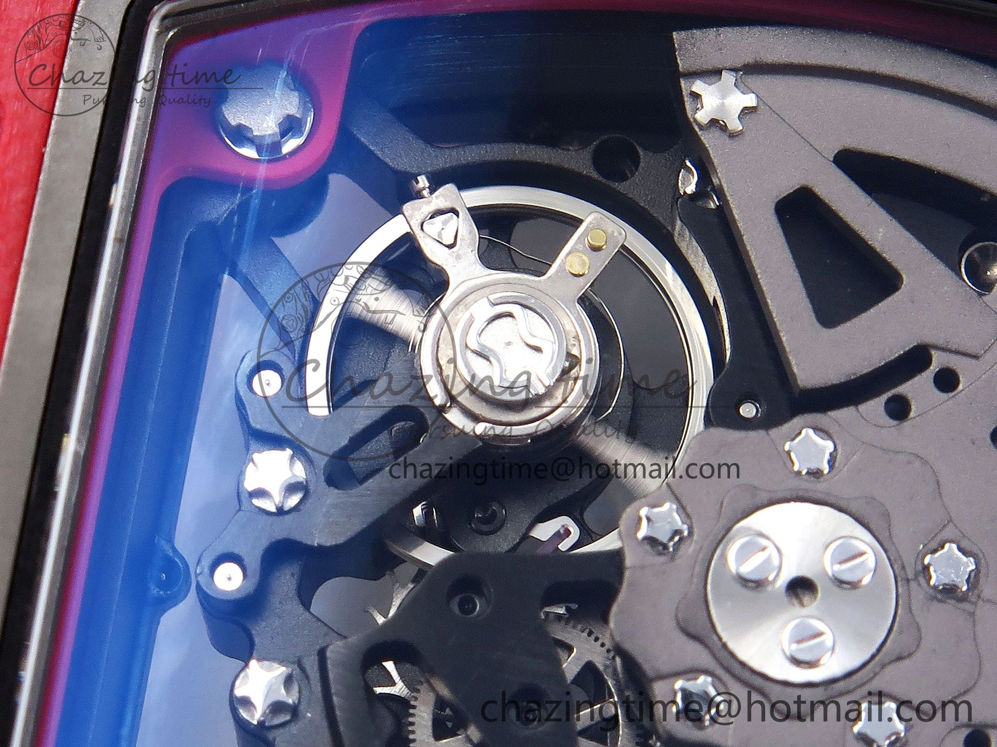 RM035 Red Carbon SONIC Best Edition Skeleton Dial on Red Rubber Strap Clone RMUL2