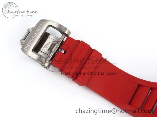 RM035 Red Carbon SONIC Best Edition Skeleton Dial on Red Rubber Strap Clone RMUL2
