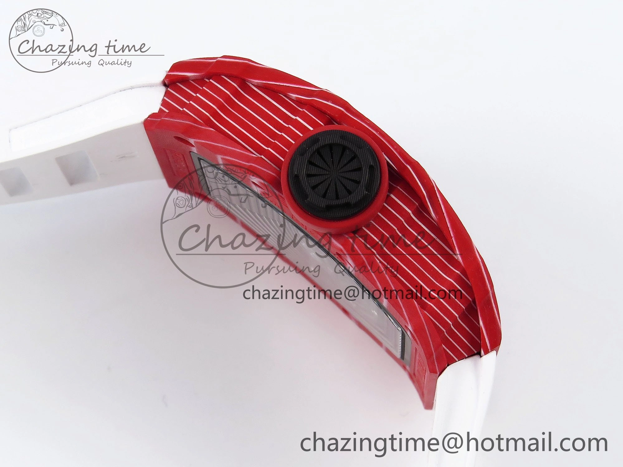 RM035 Red Carbon SONIC Best Edition Skeleton Dial on White Rubber Strap Clone RMUL2