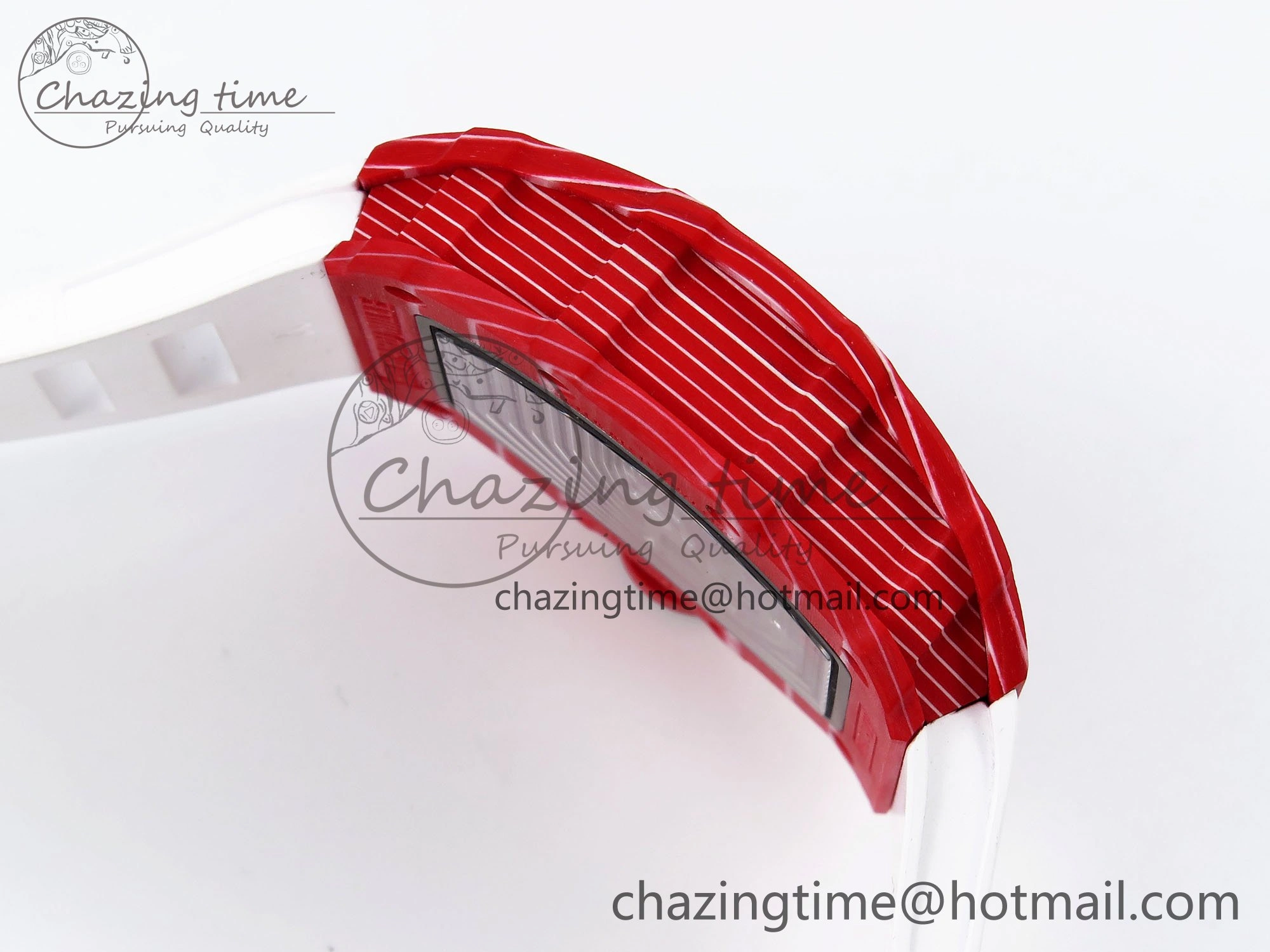 RM035 Red Carbon SONIC Best Edition Skeleton Dial on White Rubber Strap Clone RMUL2