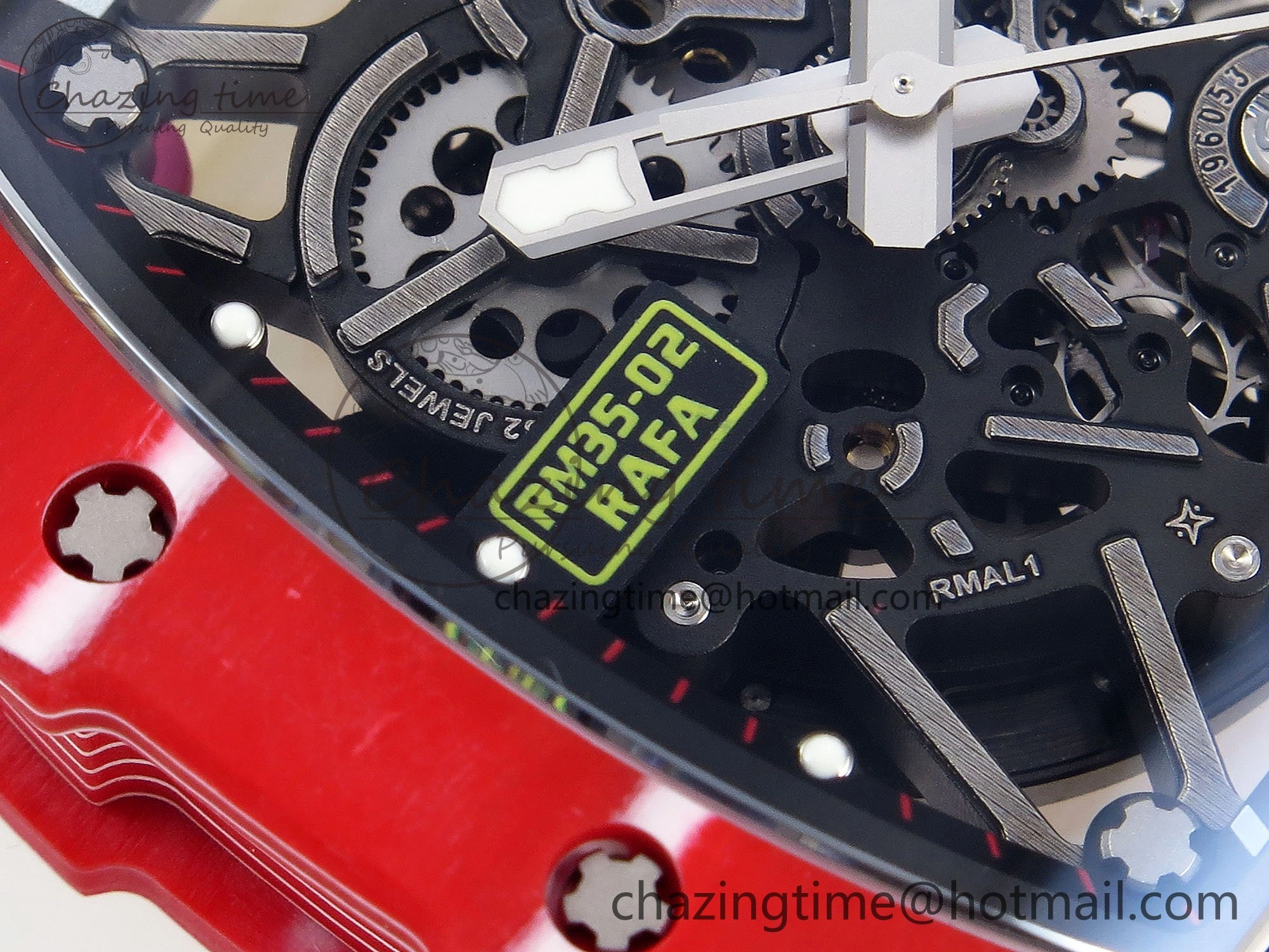 RM035 Red Carbon SONIC Best Edition Skeleton Dial on Yellow Rubber Strap Clone RMUL2